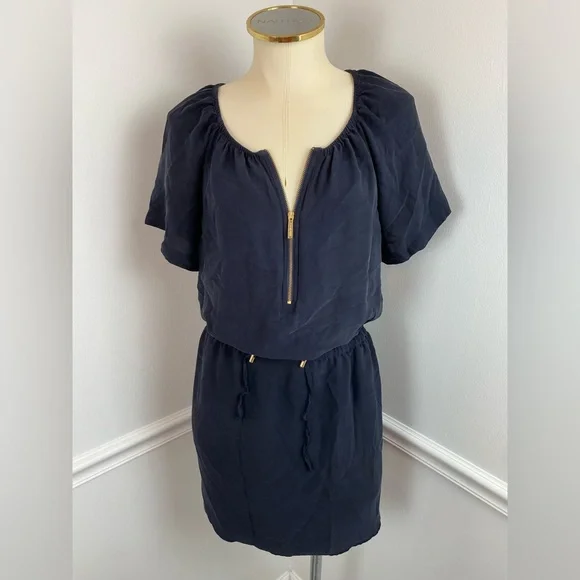 MICHAEL, MICHAEL KORS Black Silk Dress Gold Detail | Size Small - Picture 7 of 11